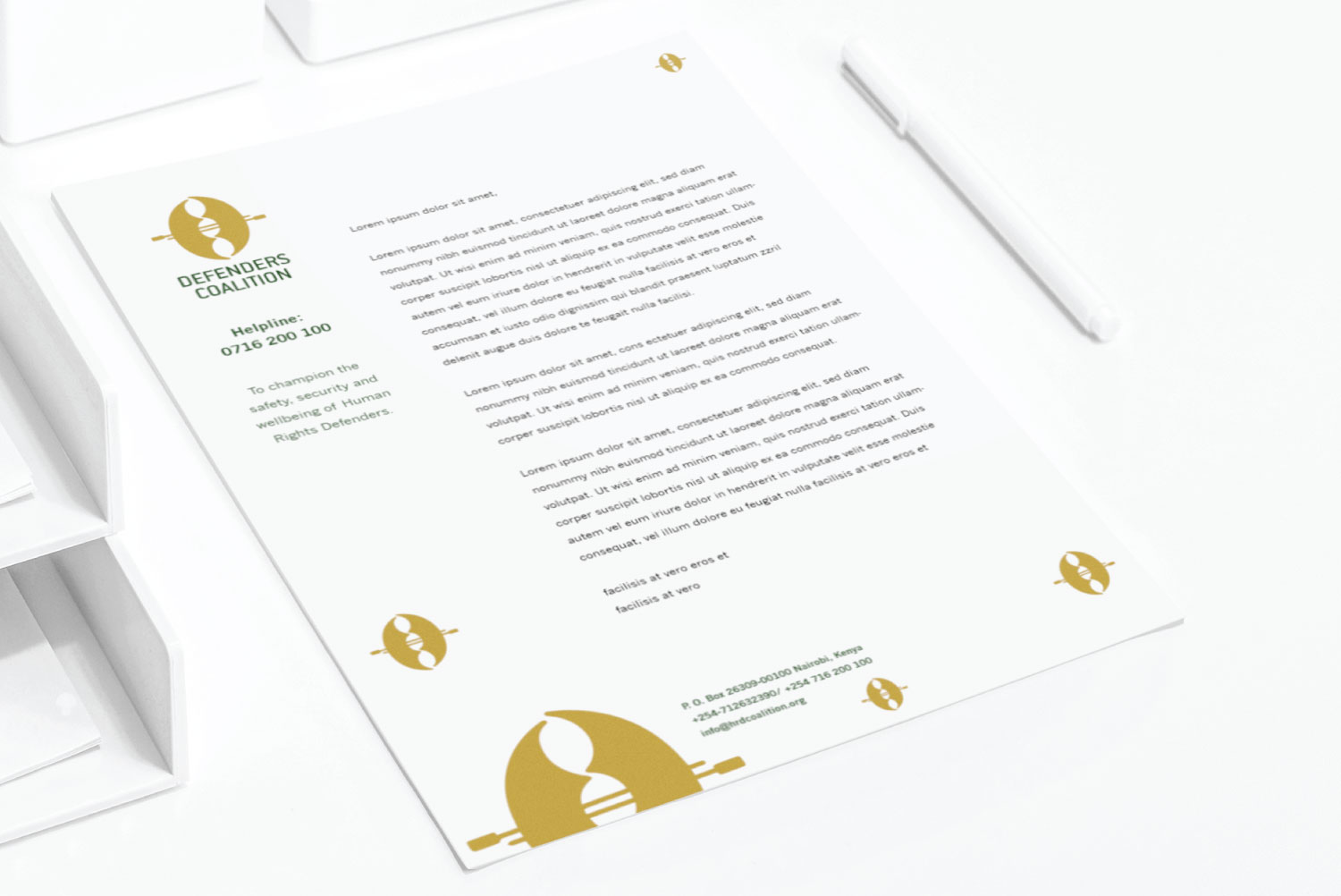 Defenders Coalition logo design letterhead design