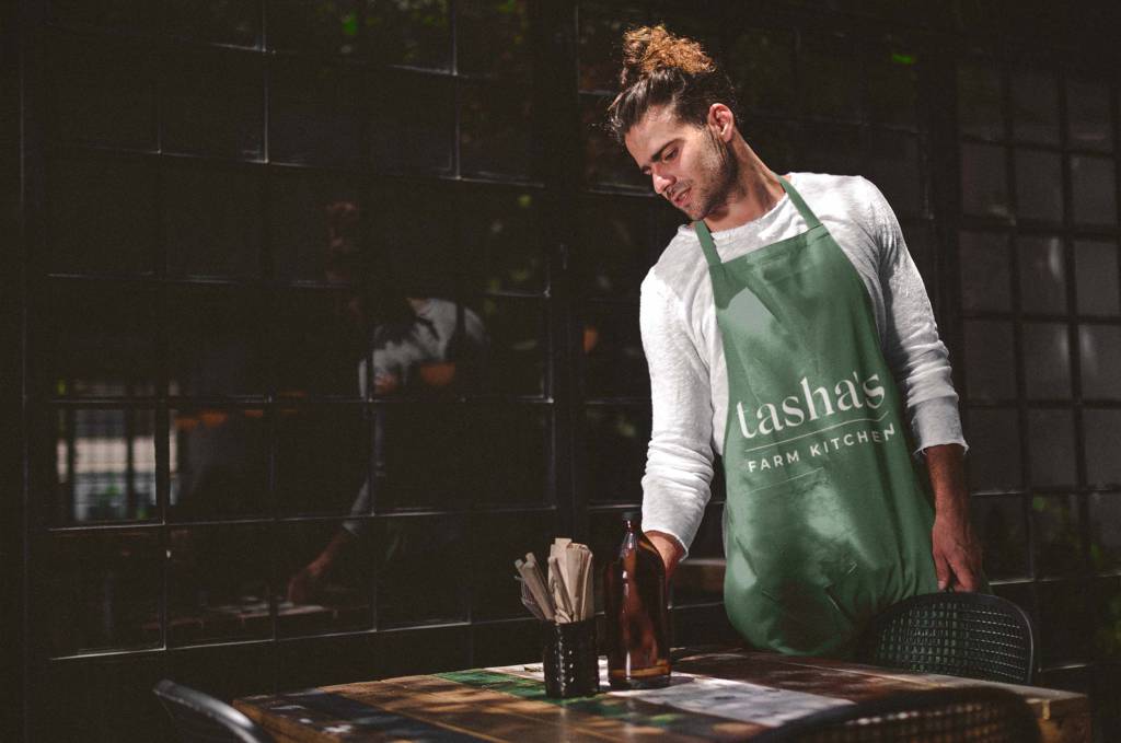 Tasha's Farm Kitchen Logo Design apron 