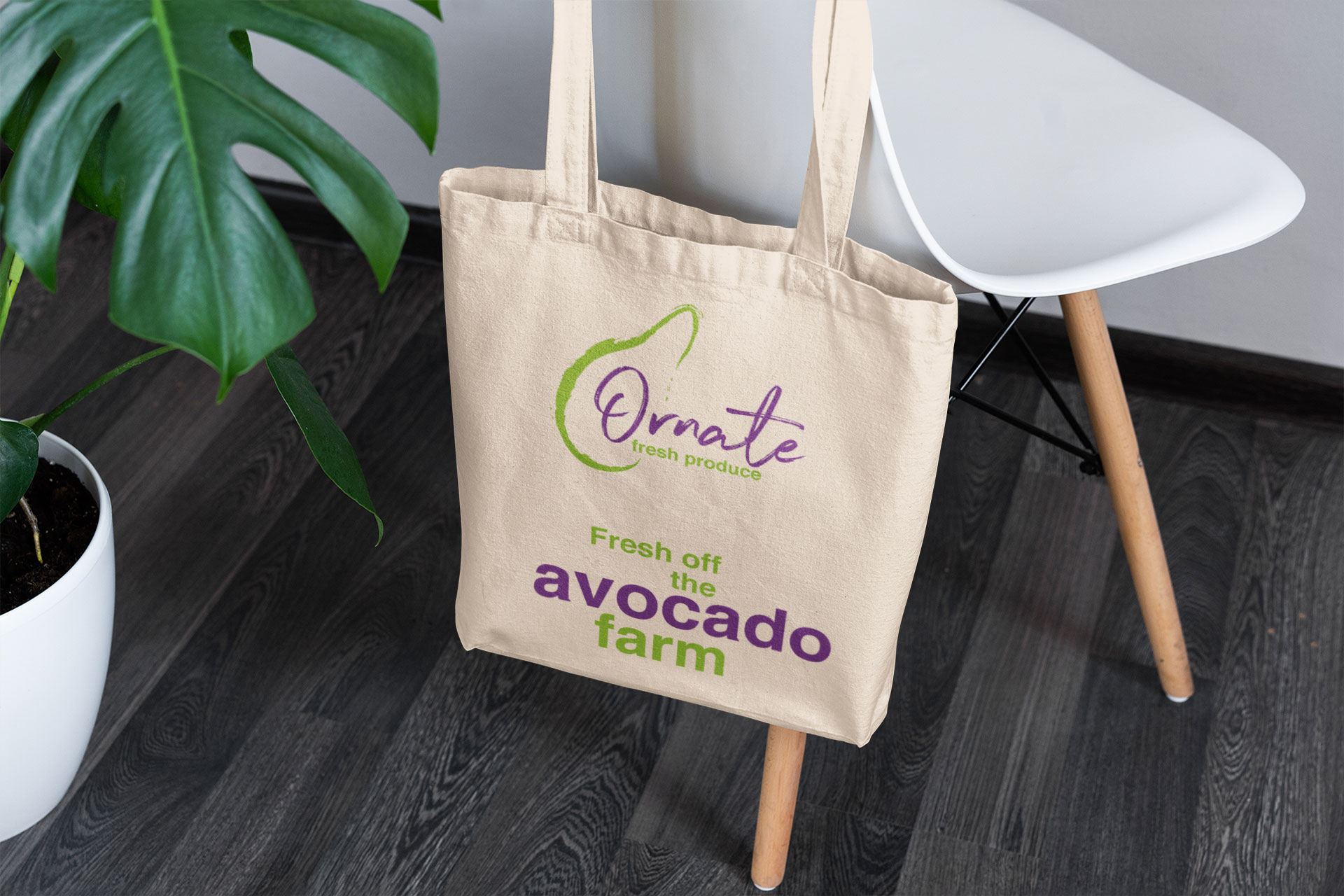 Ornate Fresh Produce Logo Design tote