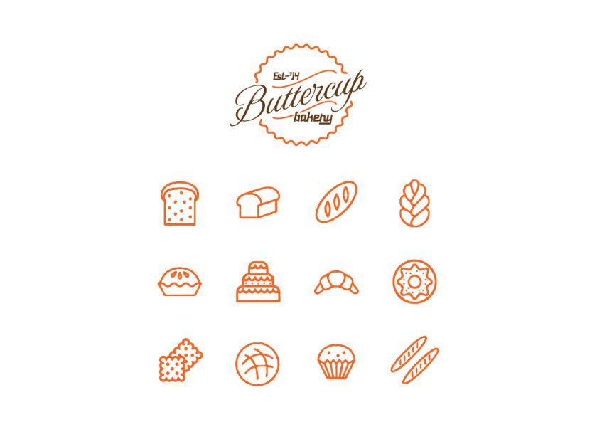 Buttercup bakery logo design icons